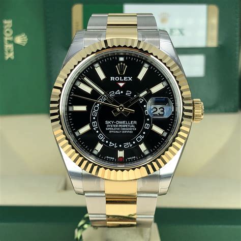 rolex two tone sky dweller black dial|Rolex Sky-Dweller price.